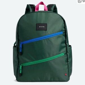 STATE New Ripstop Kane Kids Double Pocket Olive Diagonal Zipper Backpack